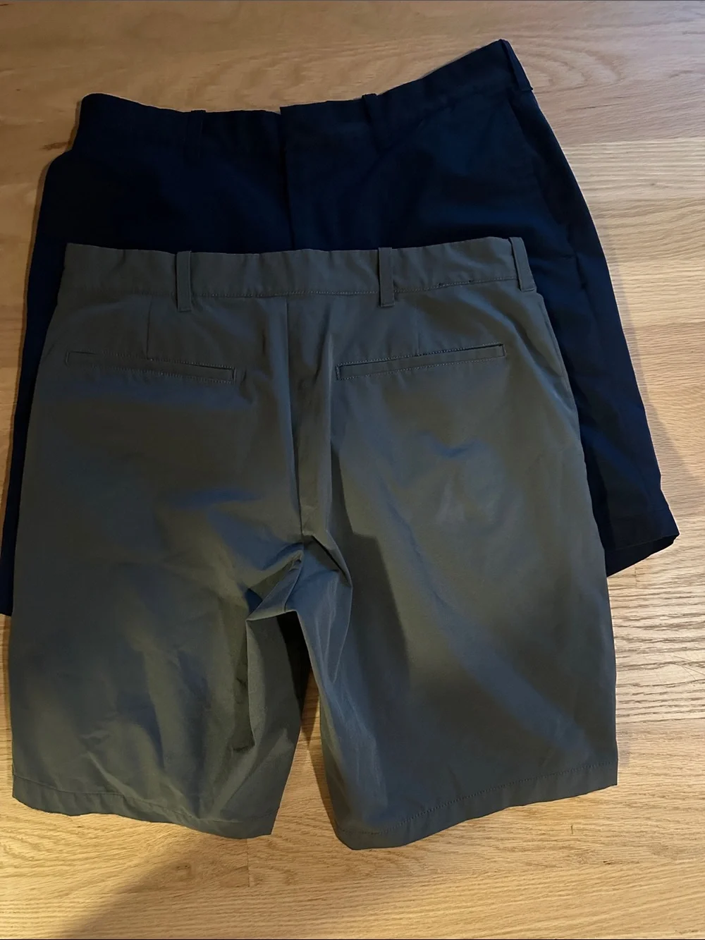 J. Crew Men's Flat Front Shorts in Charcoal grey and Navy Tech fabric